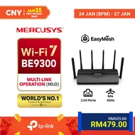 Mercusys BE9300 Wi-Fi 7 Tri Band Router MR47BE 6x High-Gain Antennas with 2.5G Ports EasyMesh (Power