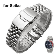 20mm 22mm Solid Stainless Steel Strap for Seiko SKX007 SKX009 Jubilee Metal Curved End Diving Watch Band Bracelet for Men