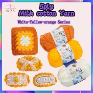Benang Kait Milk Cotton Yarn 5ply (Putih-Kuning-Oren)/5ply Milk Cotton Knitting Yarn 50g Yarn (White