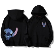Men/women Casual Hoodies Ulzzang Long Sleeve Plus Velvet Thick Cartoon Stitch Pattern Coat Male & Fe