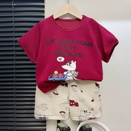 New Style Children Short-Sleeved Suit Summer Cartoon Printed Boys Girls T-Shirt Korean Version Breat