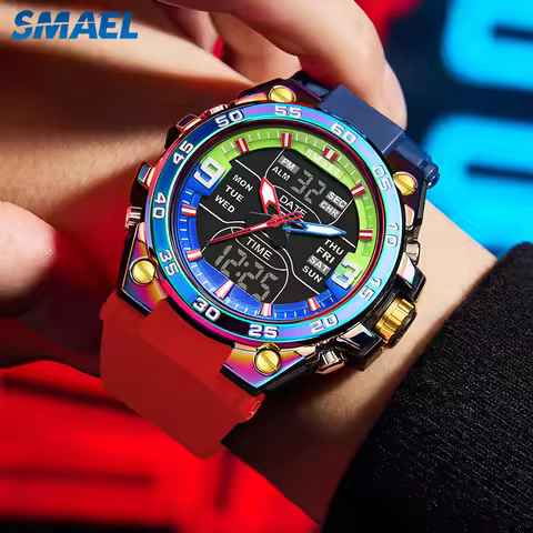SMAEL Top Brand Men Electronic Watch Sports LED Analog Digital Chronograph Military Dual Display Man