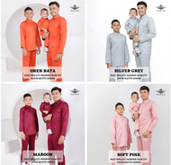 Set Sedondon Baju Melayu Modern Slimfit - Oren Bata/Soft Pink/Silver Grey/Maroon