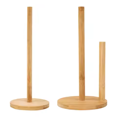 1pcs Bamboo Paper Towel Holder Kitchen Dining Room Vertical Wooden Paper Roll Organizer For Kitchens