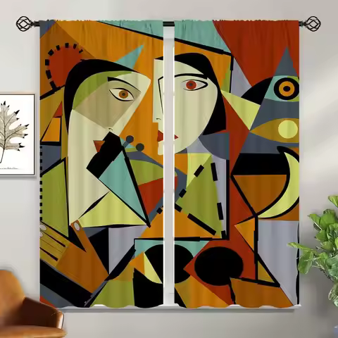 Picasso Blackout Curtains for Girls Boy Home Decor, Art Graffiti Painting Multicolored Abstract Art 