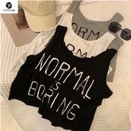 🍊[Ready stock ] 🍊 [40-120kg M-5xl] 300斤加肥特大码300斤短款吊带背心运动瑜伽内搭胖mm字母T恤打底 大碼女裝上衣 fat bigsize plus size o