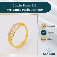 Cincin Emas 916 Seri Emas Putih Duotone (1.93g) | 916 Gold Seri Emas Putih Duotone (1.93g)