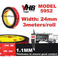 [TapeExpert] 3M 5952 VHB Double Sided Tape Heavy Duty Strong Black Tape Vehicle Waterproof Car Use