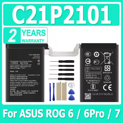 6000mAh C21P2101 Replacement Battery For ASUS ROG Phone 6 Phone 6 Pro Phone 7 Batteries + Free Tools