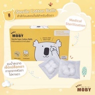 Moby สำลีก้อนเช็ดตาเด็กทารก รุ่นผ่านการฆ่าเชื้อสเตอไรส์ Sterile Eyes Cotton Balls สำลีเด็ก 20 ซอง ซอ