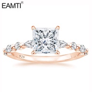 EAMTI 925 Sterling Silver Ring Rose Gold 2CT Cut CZ Engagement Ring Princess Marquise & Round Cubic 