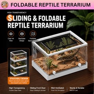 Foldable Reptile Terrarium Clear Stackable Reptile Enclosure Leopard Gecko Tank Light Stackable bear