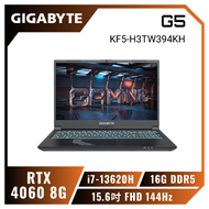 GIGABYTE G5 KF5-H3TW394KH 技嘉13代戰鬥版電競筆電/i7-13620H/RTX4060 8G/16GB DDR5/1TB PCIe/15.6吋 FHD 144Hz/W11/15色炫彩背光鍵盤