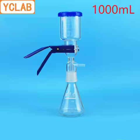 YCLAB 1000mL Vacuum Filtration Apparatus with Rubber Tube 1L Glass Sand Core Liquid Solvent Filter U