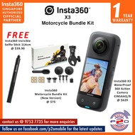 Insta360 X3 360 Action Camera with Motorcycle Bundle Kit, FREE One Insta360 114cm Invisible Selfie Stick