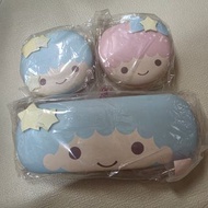 全部共3個共$80 。購自日本 Sanrio Little Twin Stars 眼鏡盒 (只有 KiKi 粉藍色 1個) + 化妝鏡盒  飾物盒 ( KiKi 粉藍色+ Lala粉紅色 ，全新 大埔