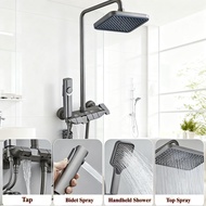 Rainfall Shower System 3 Function Black Round shower head Bathroom Shower Set