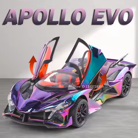 1:24 Apollo EVO IE Supercar Model Toys Alloy Diecast Miniature Sports Cars Sound Light Doors Opened 