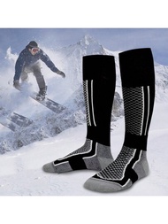 男士厚款保暖速乾毛巾底運動滑雪襪,適用於秋冬戶外徒步旅行、登山、滑雪