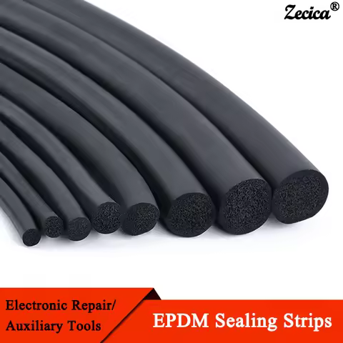 1/2/5m EPDM Sealling Strip 2/3/4/5/6/7/8/9/10/12/14/16/18/20mm Sound Proofing Dustproof Foamed Rubbe