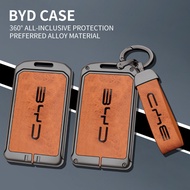 [Ready Stock]BYD car key case for BYD Smart Card ATTO3 NFC Alloy + Leather full coverage high qualit
