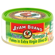 [lchf.my] 3 x 150g AYAM Brand canned Tuna flakes in Olive Oil - HALAL OMEGA 3 - in natural Extra vir