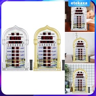 [Etekaxa] Azan Clock Mosque Prayer Clock Ramadan Alarm Clock Calendar Decorative Music Playing Time Reminding