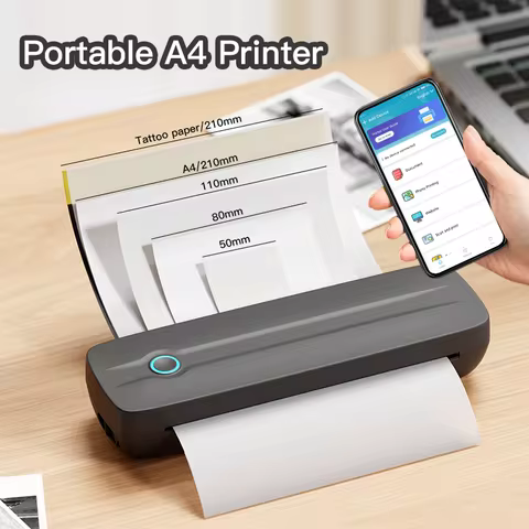 Portable A4 Printer with Bluetooth Inkless Thermal A4 Printer Tattoo Printing Machine for Mobile Pho