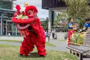 2Kids Lion Dance Costume 2 pants 10-15 Age Children Student Performance Game Party Outfit Sport Folk