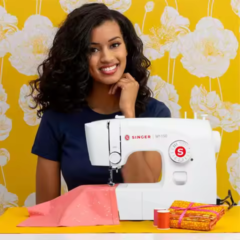 SINGER M1150 Portable Sewing Machine White – Accessories Included | 16 Stitches, Top Drop-in Bobbin,
