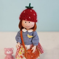 Licca莉卡小頭娃娃可戴尺寸手工編織草莓款娃帽