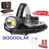 New 90000LM Original CREE Xlamp XHP70.2 Brightest Led headlamp Headlight head lamp flashlight torch
