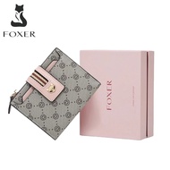 FOXER Women PVC Signature Wallet Small Purse Embossing Female Short Wallet Ladies Card Holder Fashi