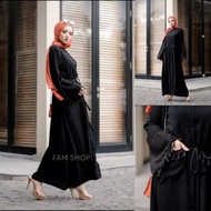 Abaya Turkey Gamis Hitam Maxi Dress Arab Saudi Bordir Turki Cardi