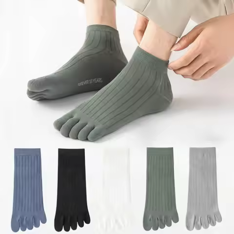 1/3/5 Pairs Mens Five Finger Socks Breathable Ankle Short Socks Thin Cotton Toe Socks with Separate 