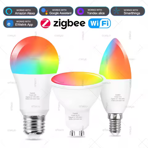 WiFi Zigbee Smart Led Light Bulb E27 E14 GU10 Dimmable RGBCW Led Lamp For Ewelink Gateway Alexa Amaz
