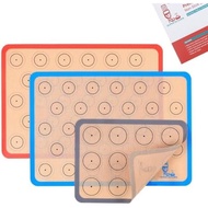 Silicone Baking Mat Macaron - Set of 3 (2 Half Sheet Liners and 1 Quarter Sheet), Non Stick Silicon 