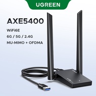 UGREEN 2.4G & 5G & 6G WiFi 6E AXE5400 Tri-Band Wireless Adapter with Dual Antennas Built-in Driver f