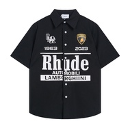 24S European And American Fashion Brand RHUDE Joint Letter Micro-label Printed Short-sleeved Shirts