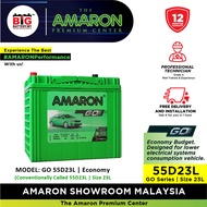 [Professional Replacement] 55D23L | AMARON GO Series | XV, Preve, Camry, Xtrail, Estima, Vellfire | 