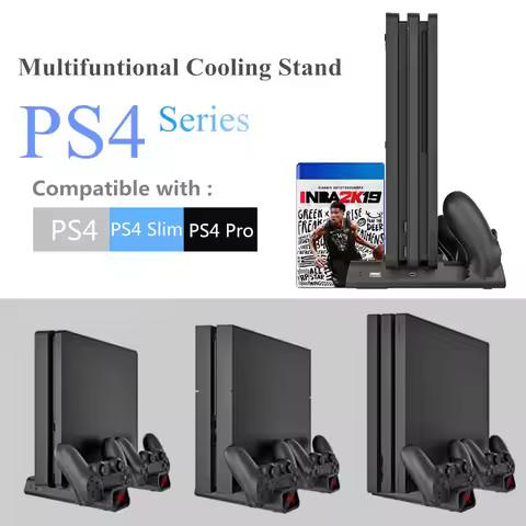 Vertical Stand for PS4 Mutifunctional Cooling Stand for PS4 SLIM PRO LED Light Charging Dock Cooling