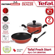 Tefal Fresh Start 4pcs Set (Stewpot 20+Wokpan 28+ Ladle) Periuk Pot Pan Wok Kuali - B507S4