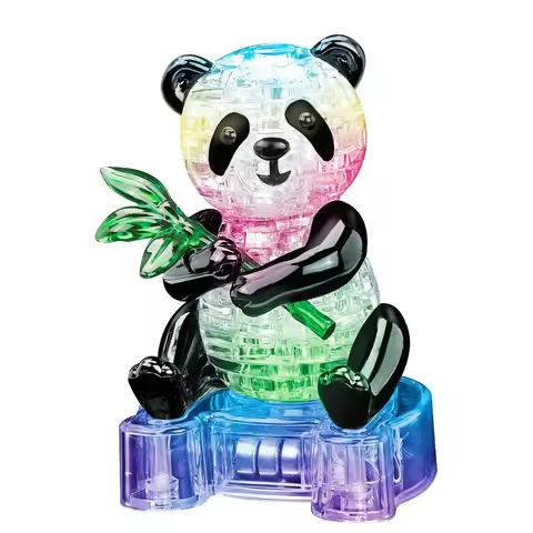 3D Crystal Panda Puzzle with Flashing 3D Jigsaw Assembled Cute Animal Puzzles DIY Model Intelligence