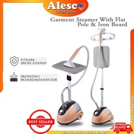 Alescomall Garment Steamer With Flat Pole & Iron Board Seterika Baju Steam Iron Steamer