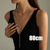 Vintage Y2k Necklace Long Fashion Necklace Colorful Rhinestone Y Chain Necklace With Tassel