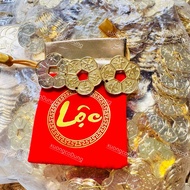 [ Fortune ] Fortune bag and 3 feng shui gold-plated apricot coins