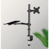 17-32 Inch monitor mount with Laptop stand M074, load capacity 8kg, arm length 38 cm, table clamp in