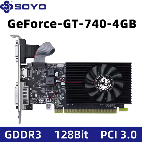 SOYO GT740 4GB Graphics Card GDDR5 128Bit HDMI DVI VGA PCI-E 3.0 Geforce GPU Gt 740 Gaming Video Car