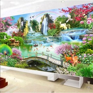 DIY plum  Diamond Embroidery, Flowing water makes money landscape Mountain Round Full Diamond beads decoration painting rhinestone Diamond painting,beads painting