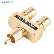 Fnw Copper Gold Plated RCA Audio Video Splitter 1 Male to 2 Female Converter Adapter SG